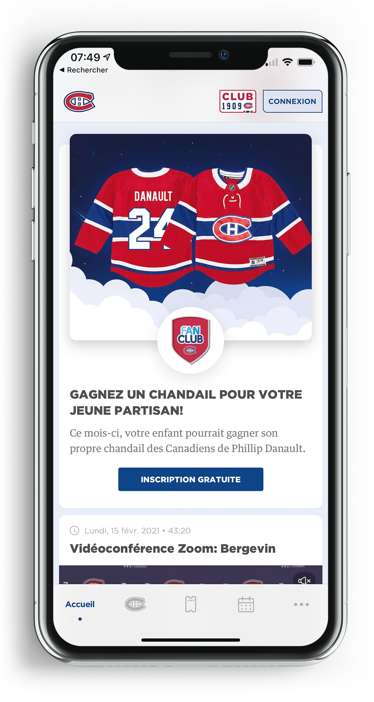 Interface du fil d'actualités