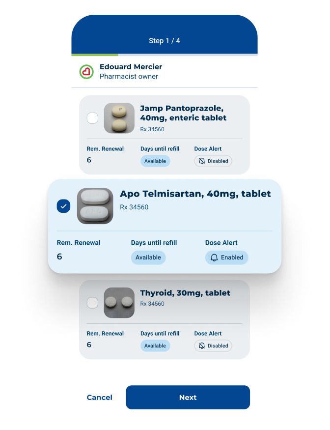 Family prescription management interface