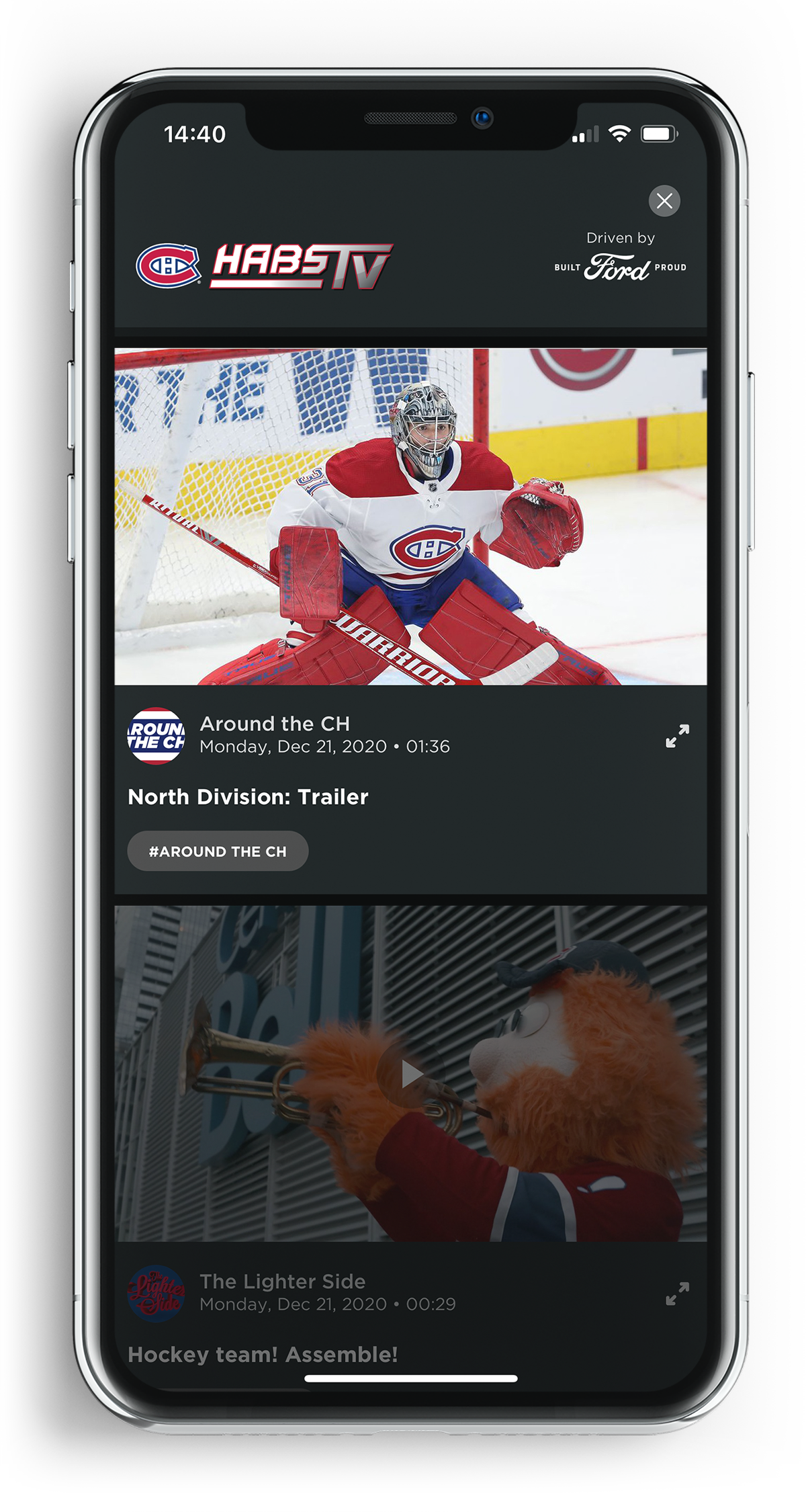 HabsTV section interface