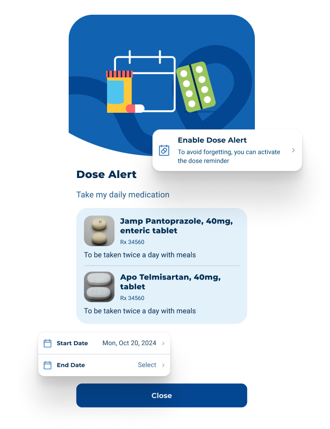 Medication reminder setup screen