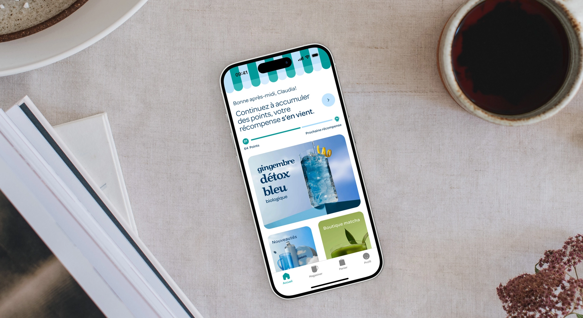 Interface de l'application mobile DAVIDsTEA