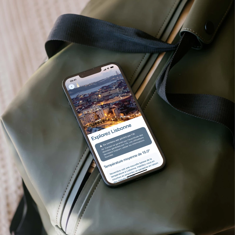 Photo de la fonctionnalité IA dans l’application d’Air Transat