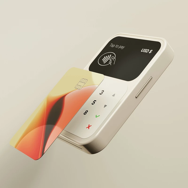 Illustration 3D d'une carte crédit, utilisant le PayPass sur un terminal