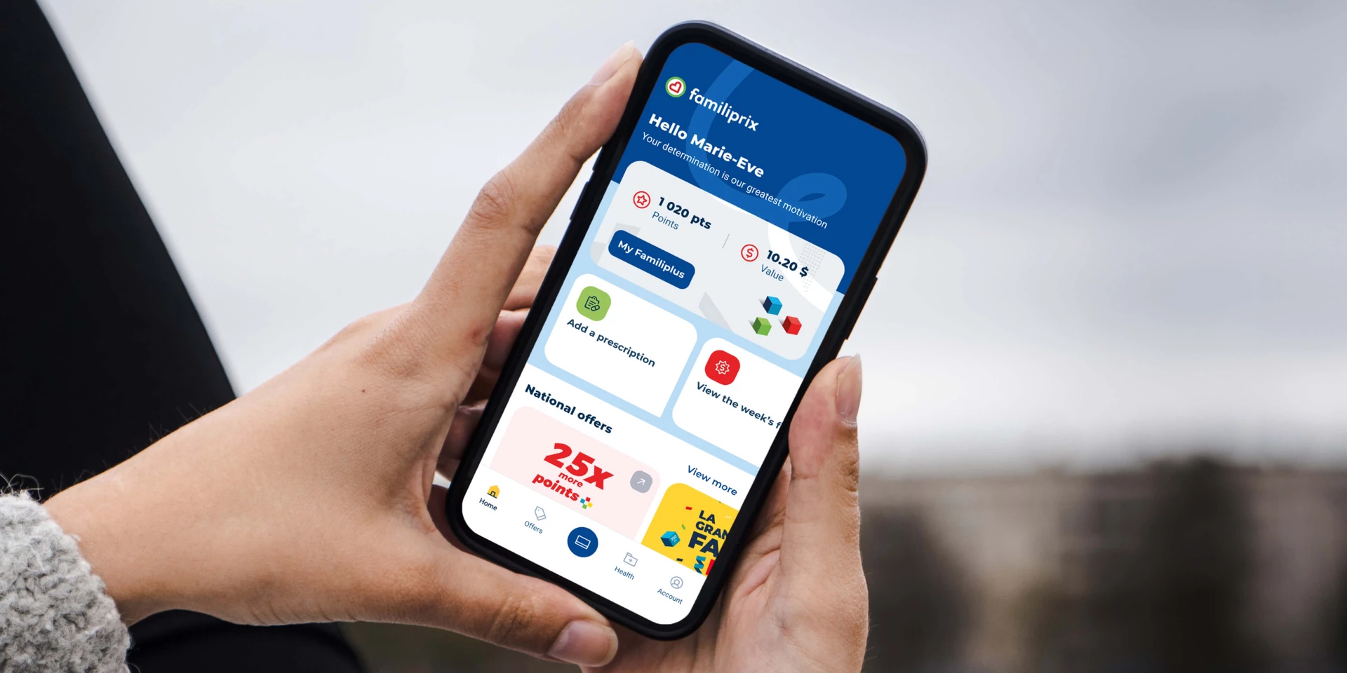 Familiprix mobile app interface