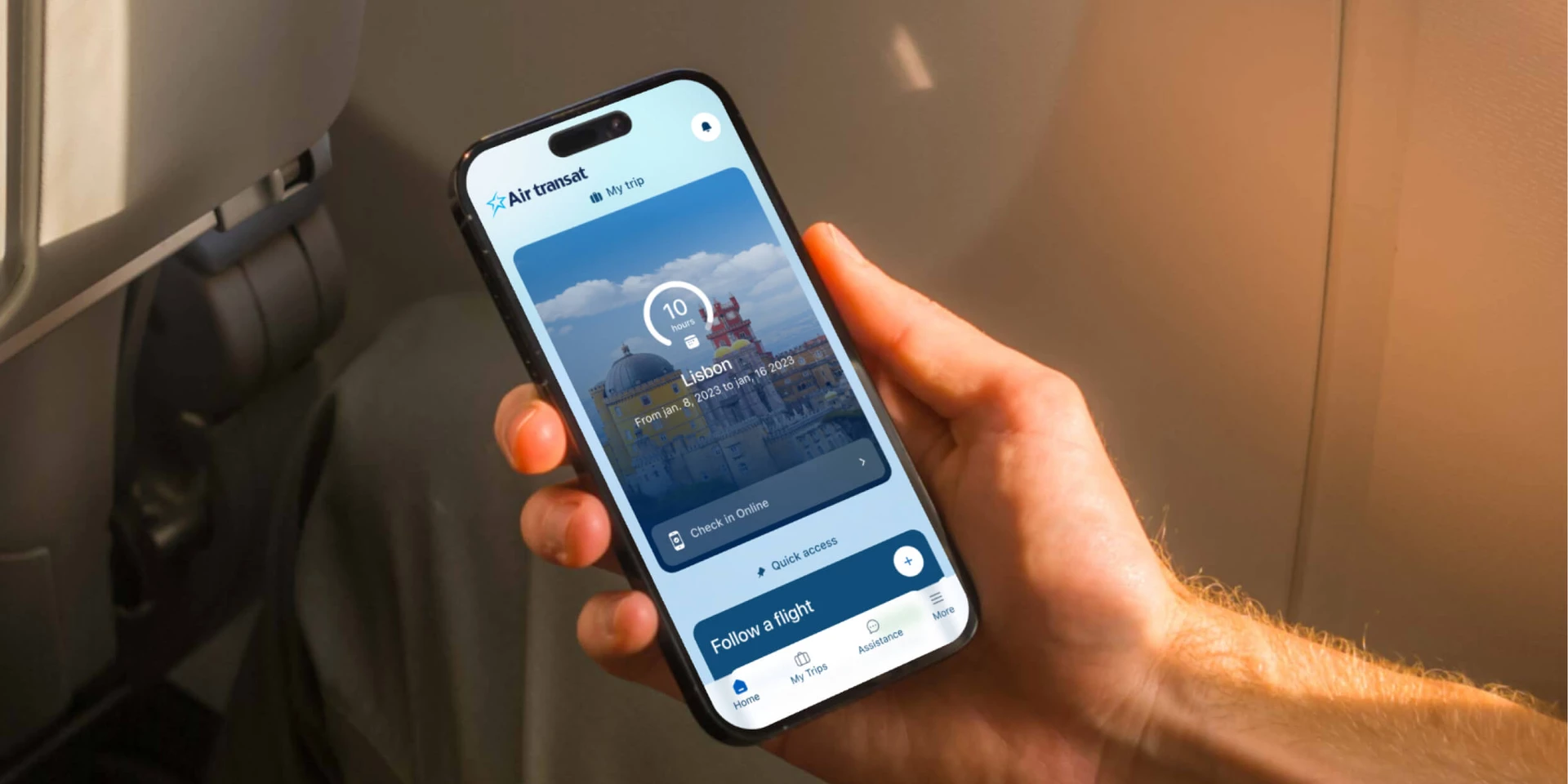 Air Transat mobile app interface