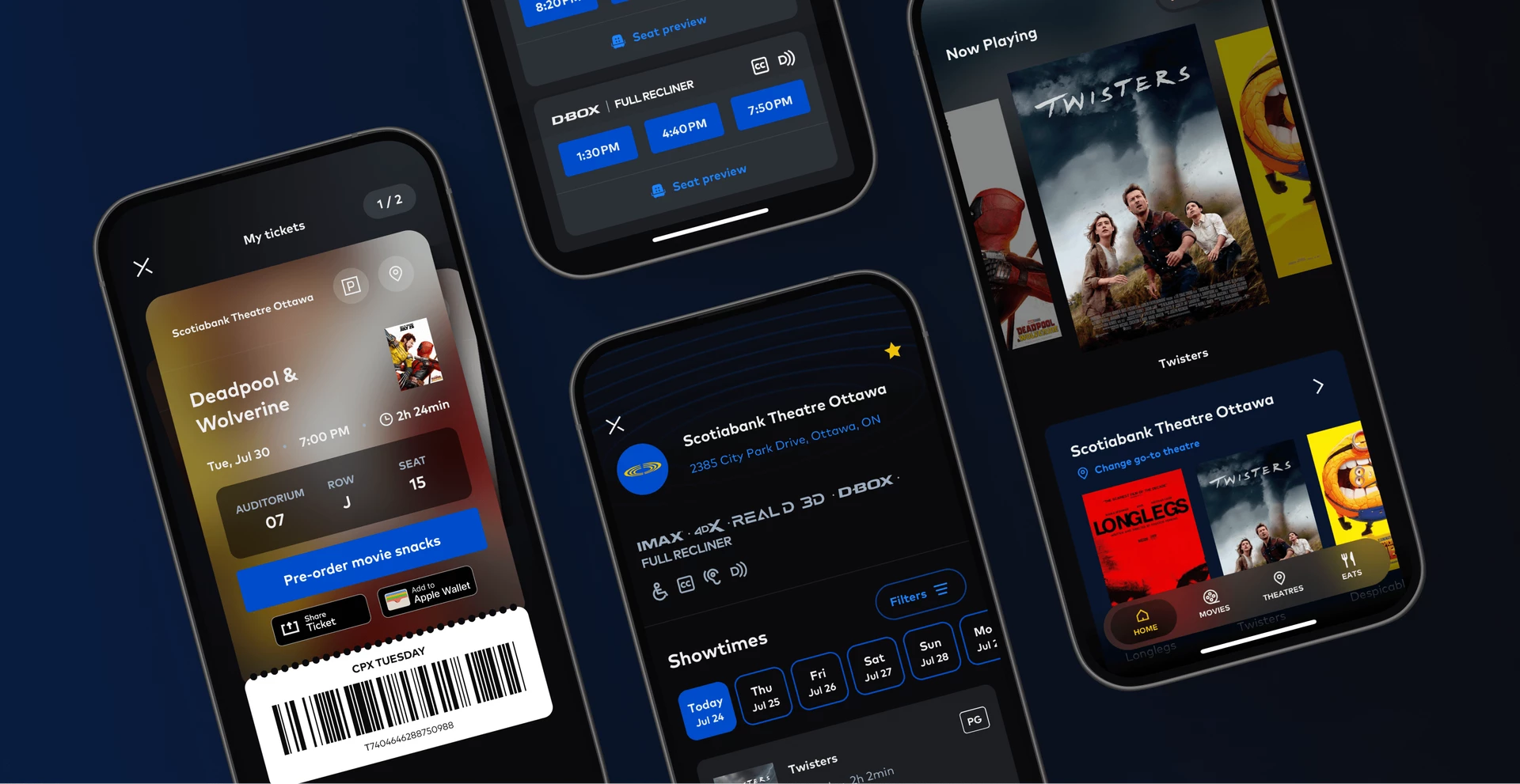Montage of various app screens
