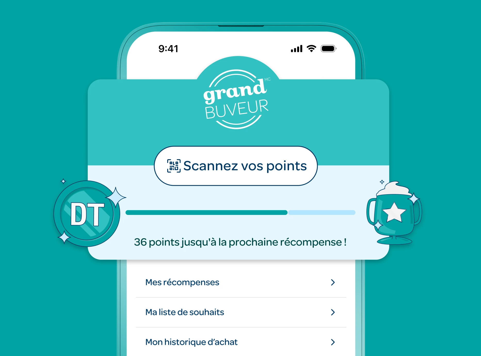 Interface du programme de fidélité Grand buveur