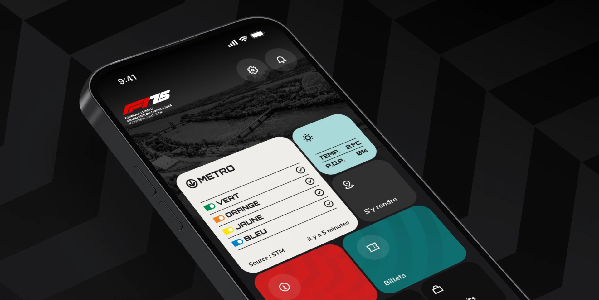 Mosaïque d'écrans montrant la nouvelle application