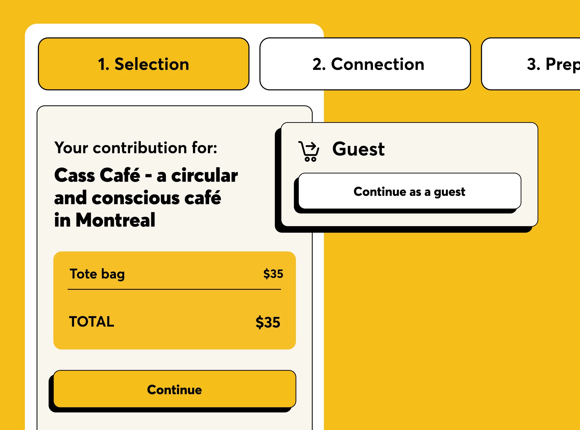 Interface elements of the simplified donation process