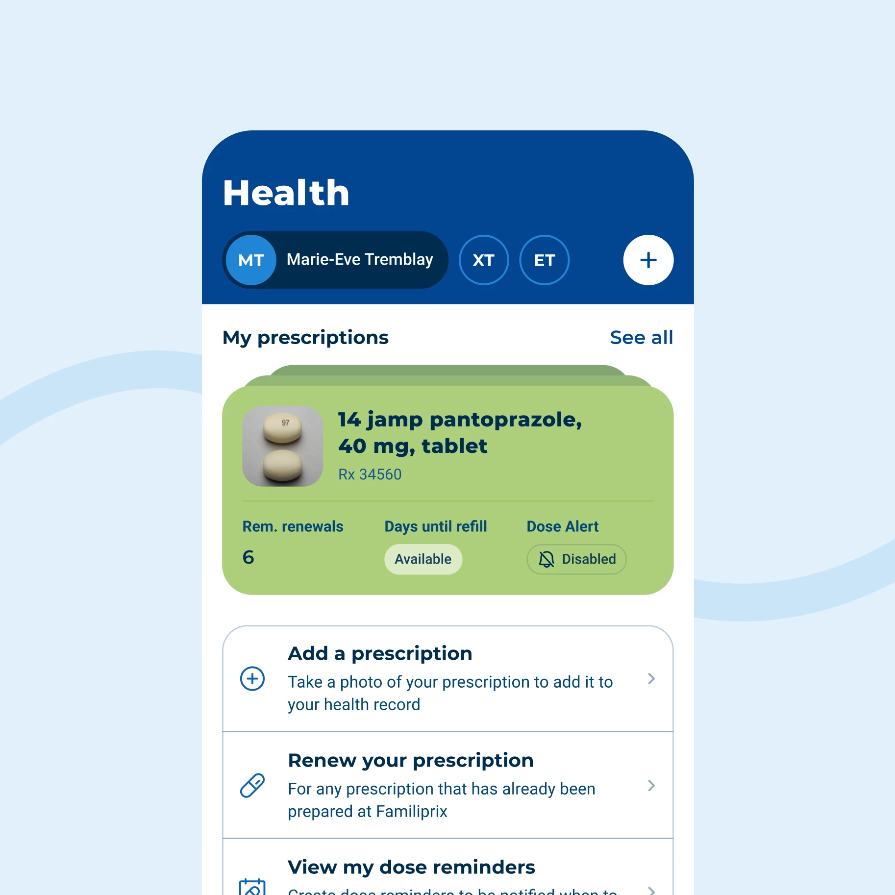 Health interface
