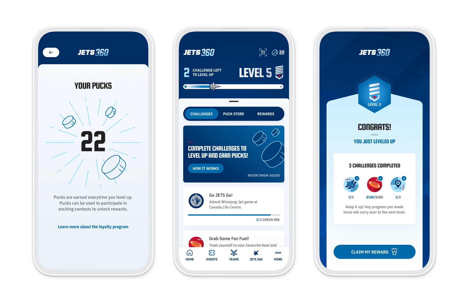 Jets360 loyalty program in the Winnipeg Jets mobile app