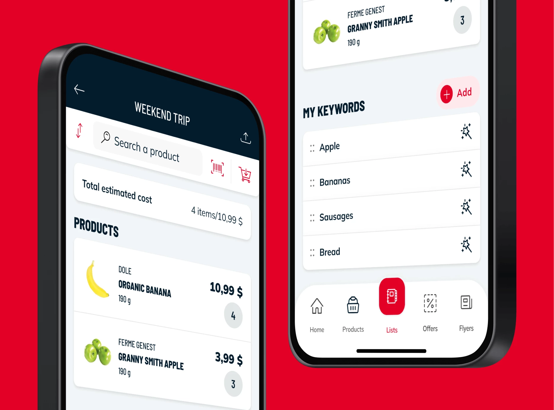 Grocery lists interface