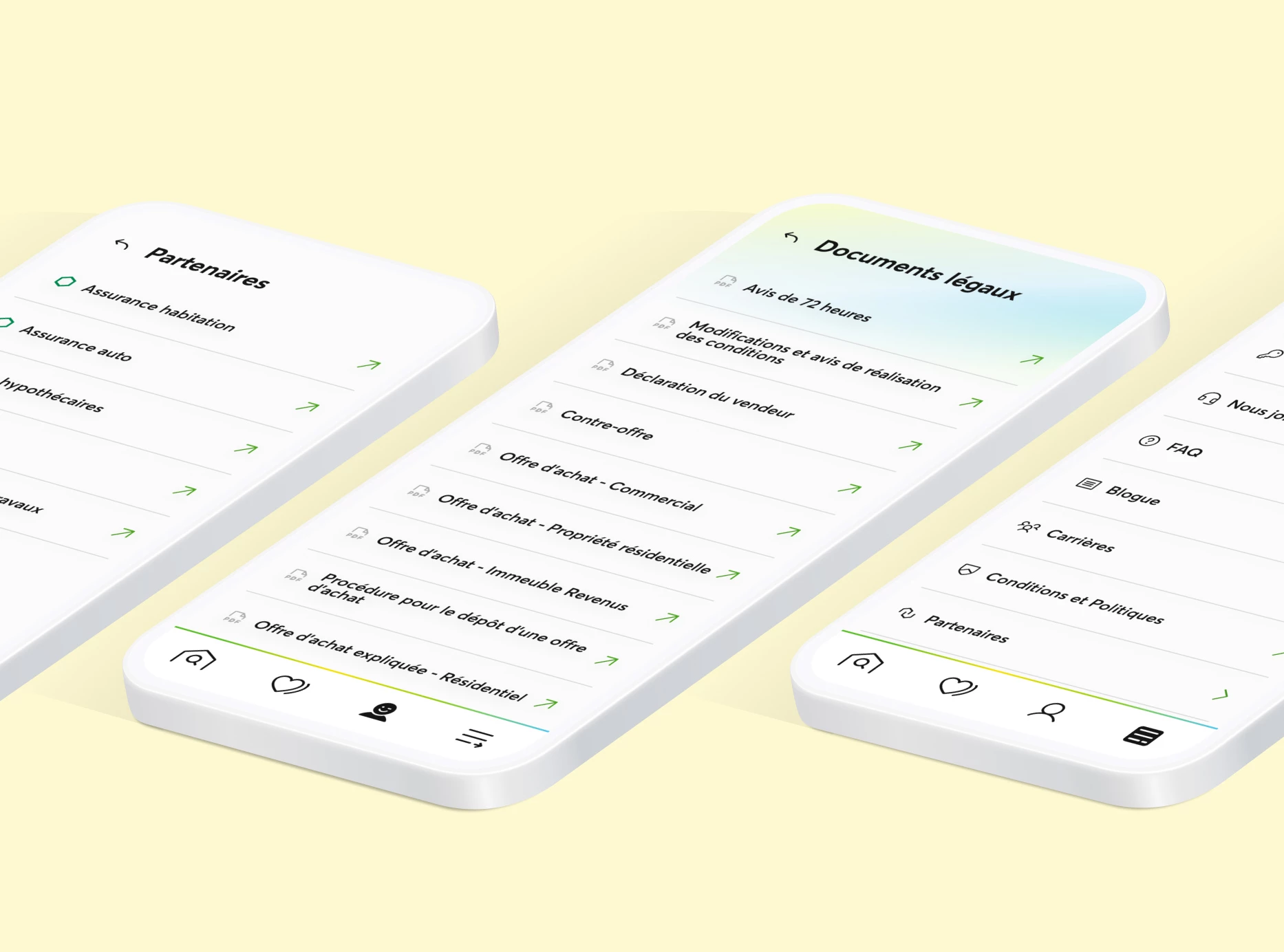 Section ressources montrant les documents légaux