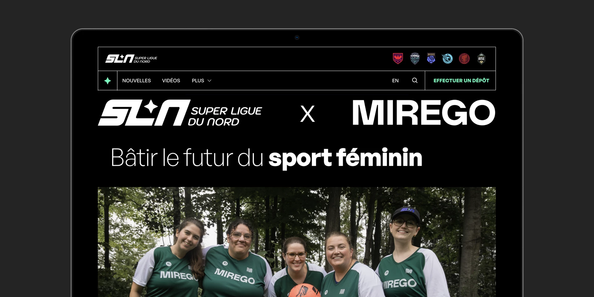 Photo de l'équipe féminine de Mirego ayant travaillé sur le projet de la SLN