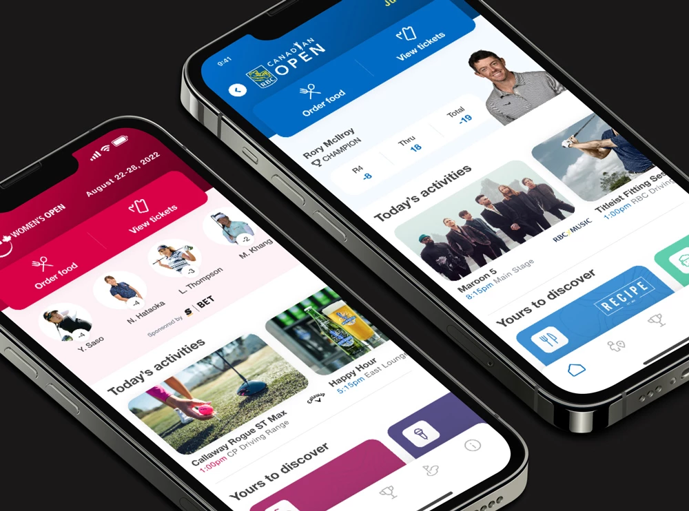 Tournament mode interface featuring CP Women's Open and RBC Canadian Open