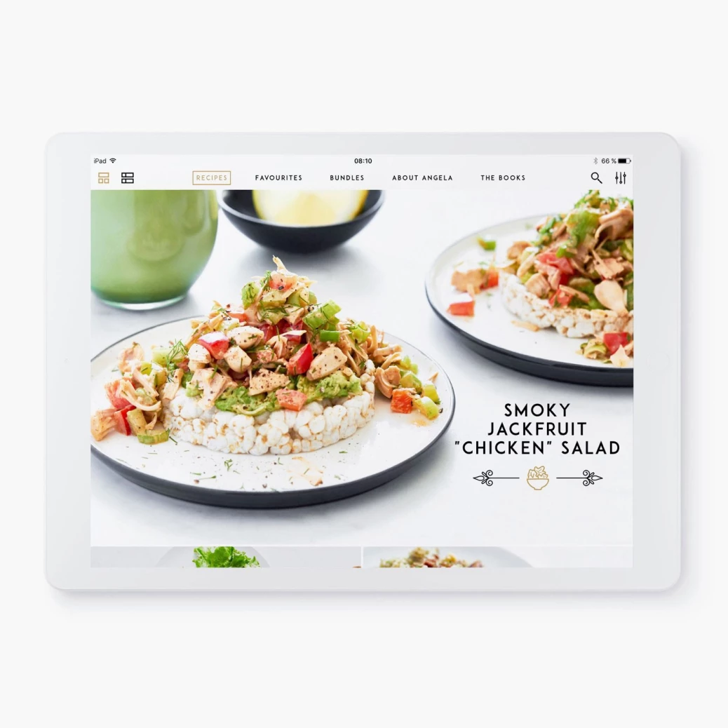 Écran montrant l'image personnalisable d'une recette