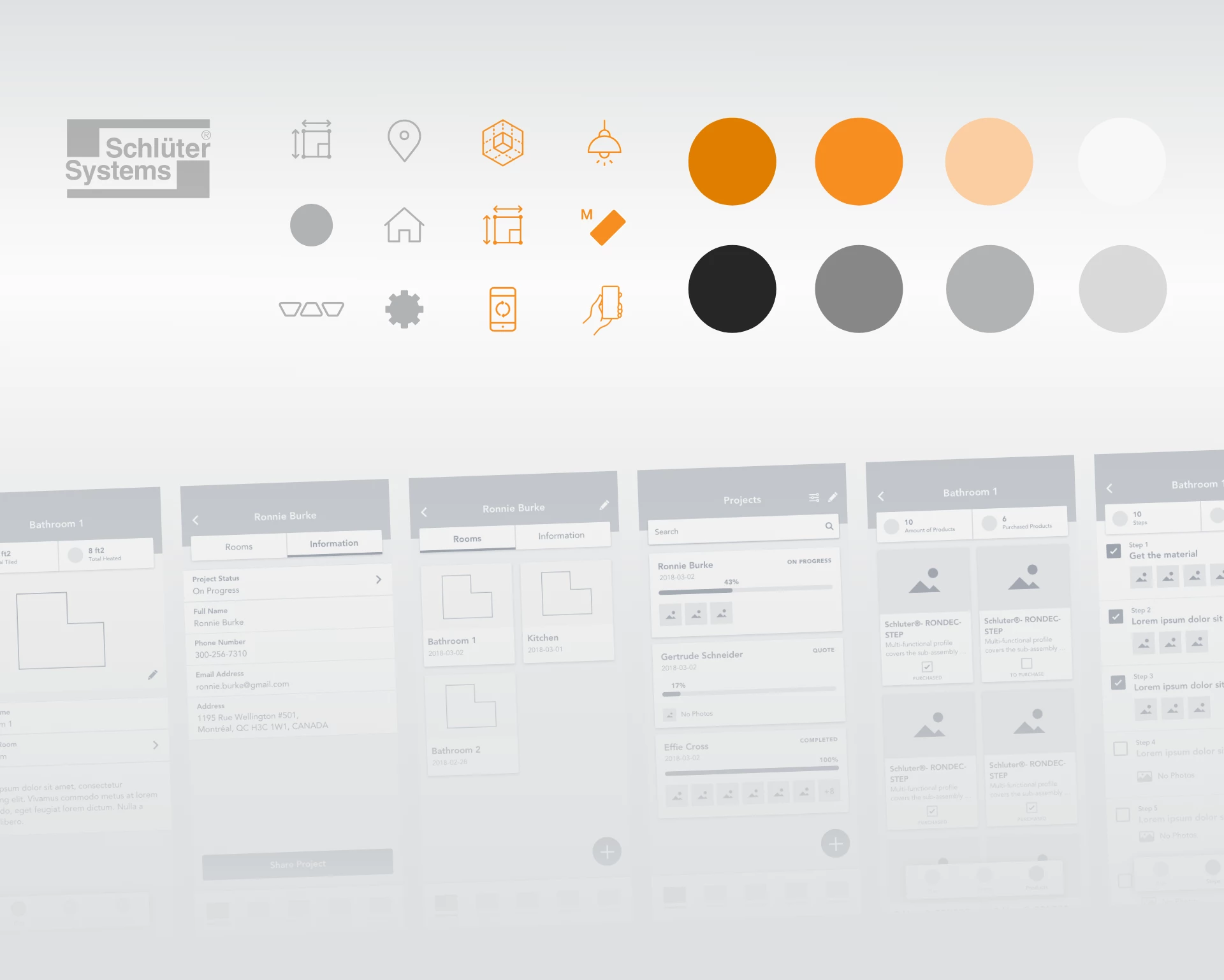 Schluter simple design system and wireframes