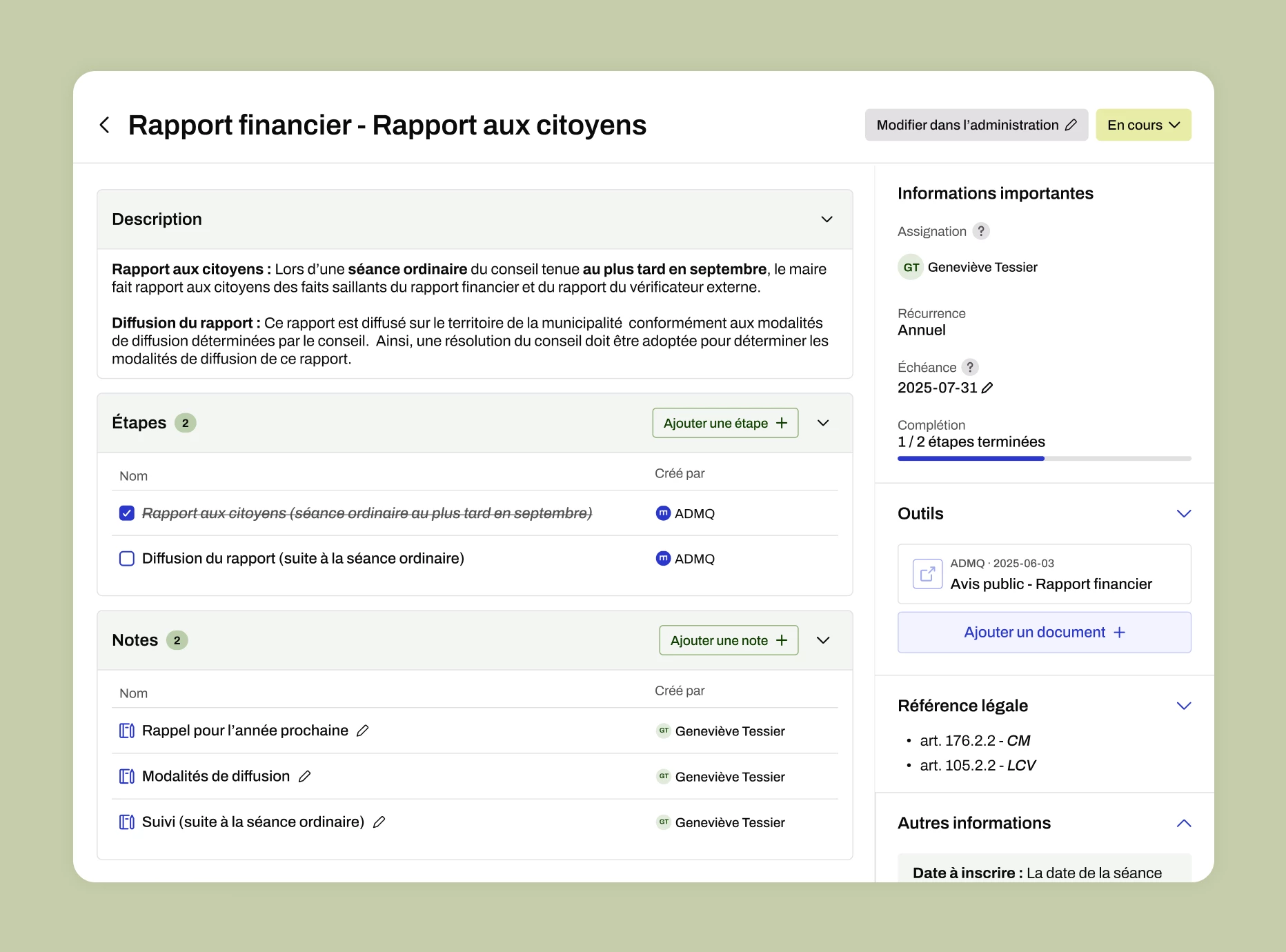 Customizable task interface