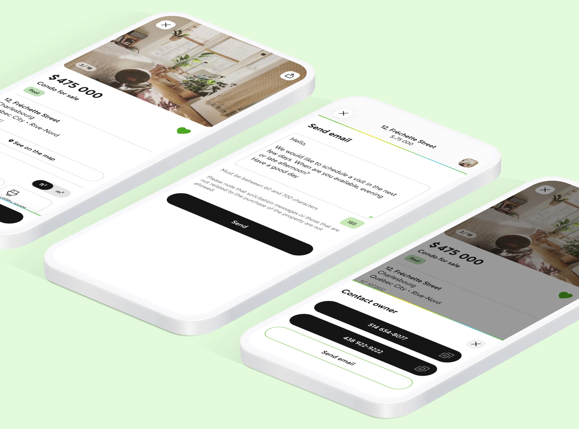 Interface showing communication tools between buyers and sellers