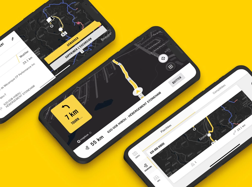 Application BRP GO! montrant la fonction points d'intérê