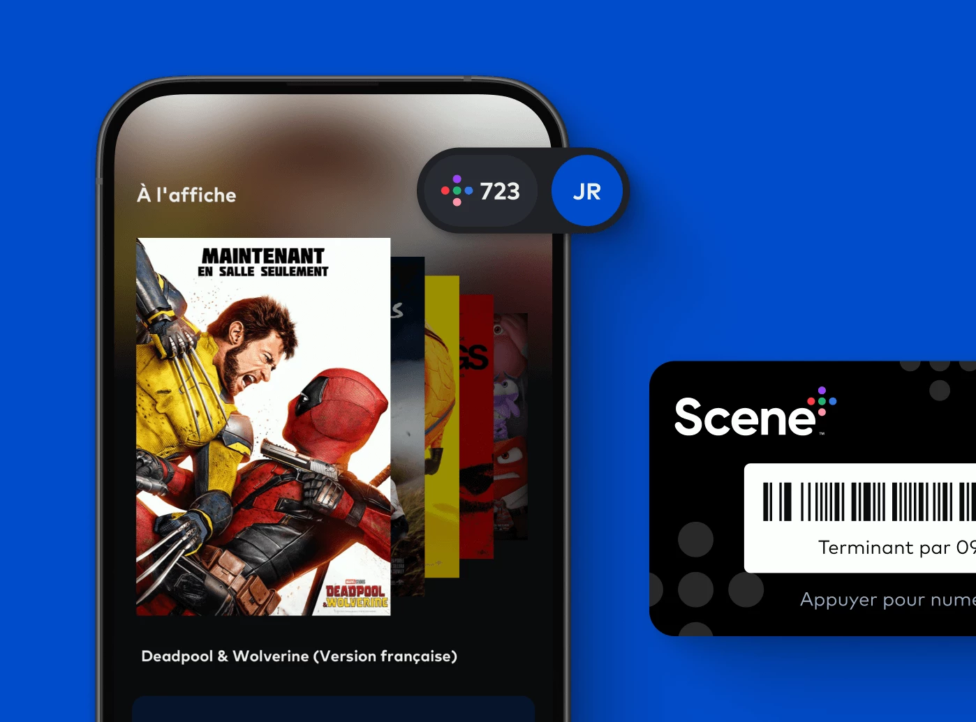 Élément graphiques du programme de fidélité Scene+ dans l'application