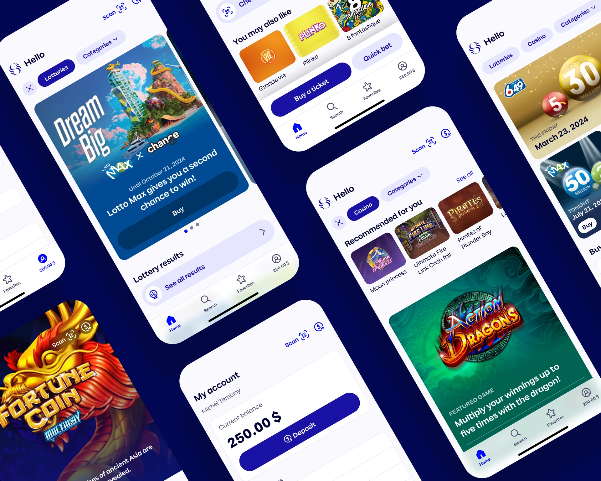 Mosaic of screenshots showing the new application