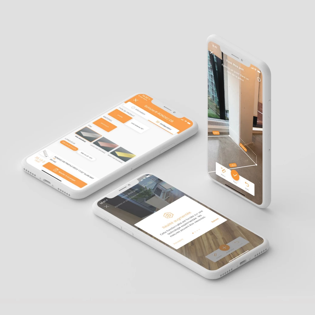 Écrans de la fonctionnalité de réalité augmentée permettant de scanner une pièce
