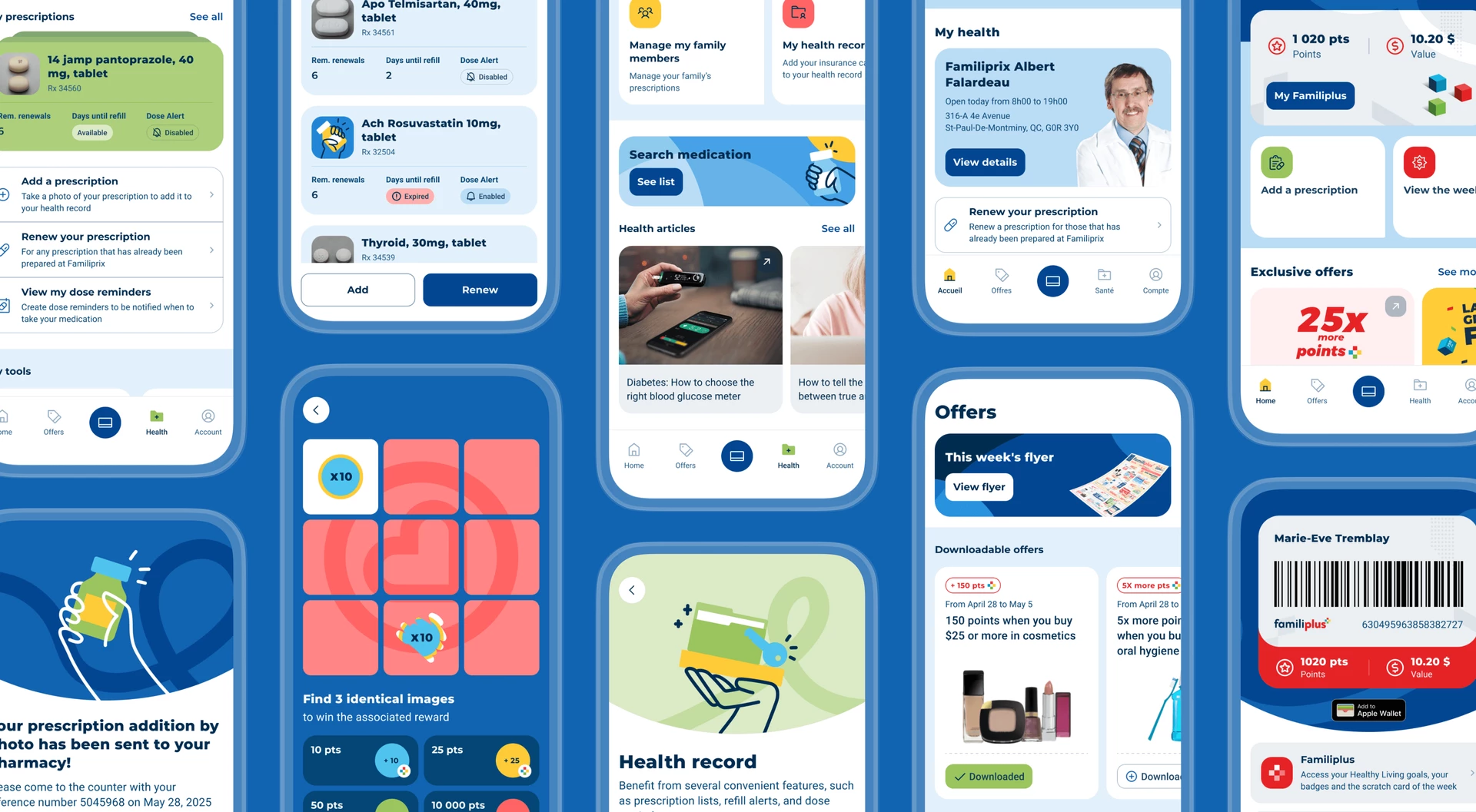 Multiple screenshots of the app