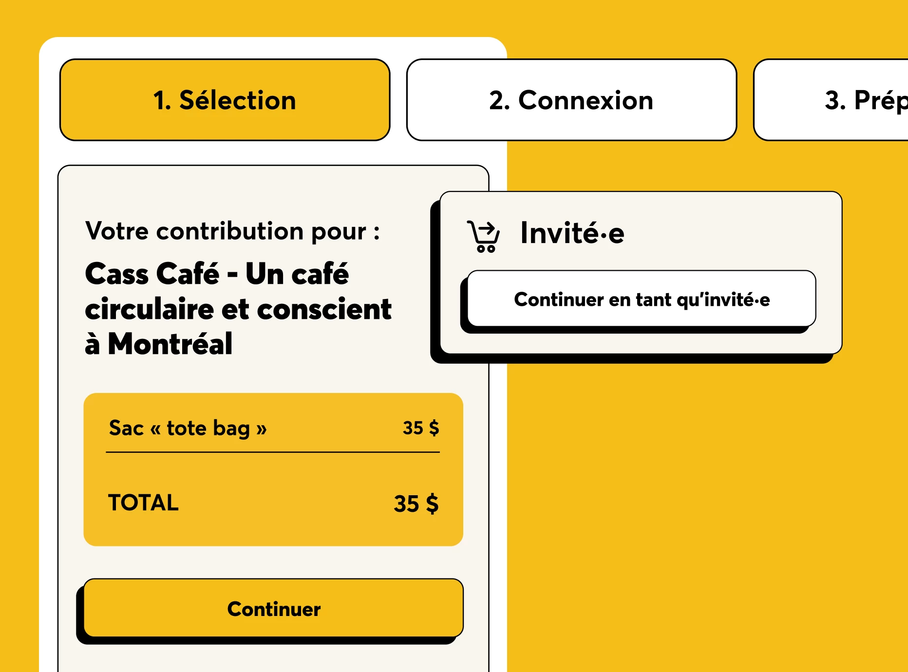 Éléments de l'interface du processus de don simplifié